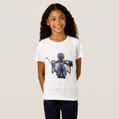 Robot Spelen IJshockey Sport Meisjes T-shirt (Voorkant volledig)