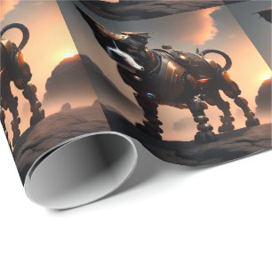 Robot Staffordshire Bull Terrier, Gift Wrap Paper Cadeaupapier