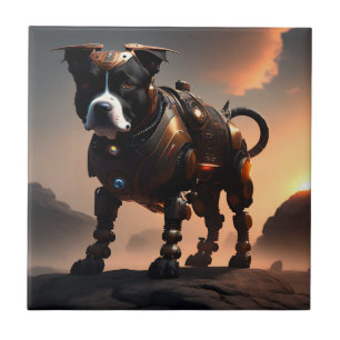 Robot Staffordshire Bull Terrier, keramische Tegel Tegeltje