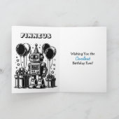 Robot thema gepersonaliseerde verjaardag kaart (Binnen)