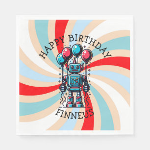 Robot Theme Boy's Happy Birthday Servet