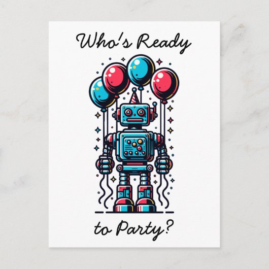Robot Theme Boy's Verjaardag Briefkaart (Voorkant)
