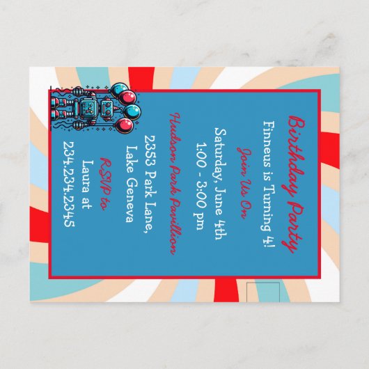 Robot Theme Boy's Verjaardag Briefkaart (Achterkant)