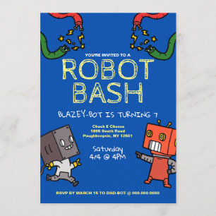 Robot Verjaardag Bash Uitnodiging
