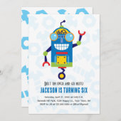 Robot Verjaardag Uitnodiging robots (Voorkant / Achterkant)