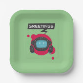 Robot verjaardagsfeest papieren bordje (Voorkant)