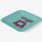 Robot verjaardagsfeest papieren bordje (Gebogen)