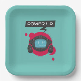 Robot verjaardagsfeest papieren bordje