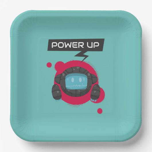 Robot verjaardagsfeest papieren bordje (Voorkant)