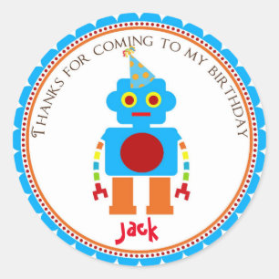 Robot verjaardagsfeestje gunst Stickers