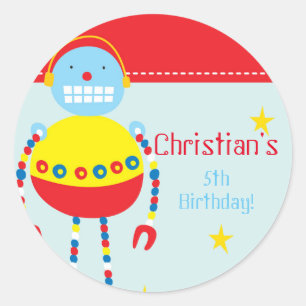 Robot verjaardagsfeestje Stickers