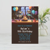 Robot Verjaardagsfeestuitnodigingen Digitaal downl Kaart (Staand voorkant)