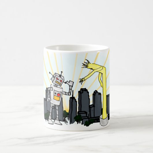 Robot versus Man met opblaasbare buis Koffiemok (Center)