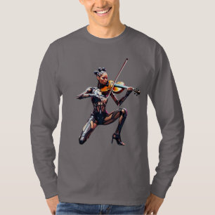 Robot violoniste futuriste - T-shirt à manches lon