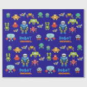 Robot voor kinderen genaamd Royal Blue Cartoon Gra Cadeaupapier (Vlak)