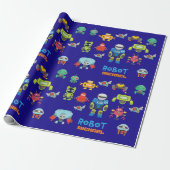 Robot voor kinderen genaamd Royal Blue Cartoon Gra Cadeaupapier (Uitgerold)