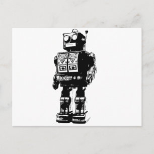 robot voor zwart en wit briefkaart