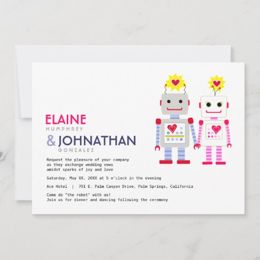 Robot Wedding Invitation Kaart (Voorkant)