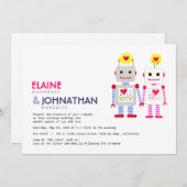 Robot Wedding Invitation Kaart (Voorkant / Achterkant)