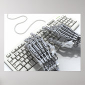 Robot werkt op de computer poster (Voorkant)
