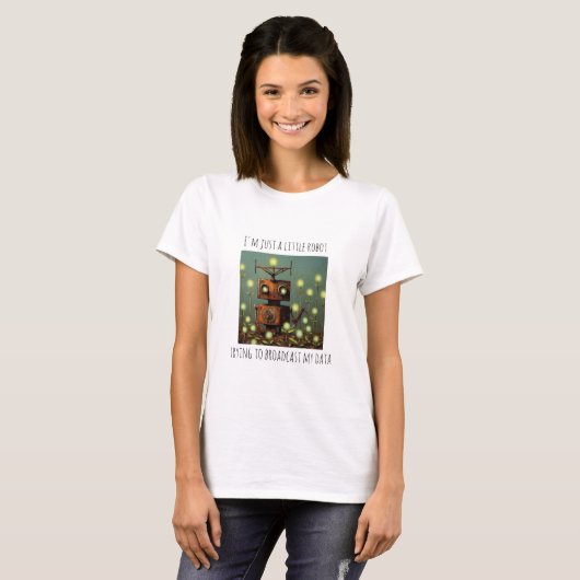 Robot zendt T-shirt uit (Voorkant volledig)