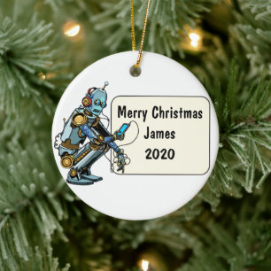 Robotachtig Op Maat Gemaakt Kerstfeest Keramisch Ornament