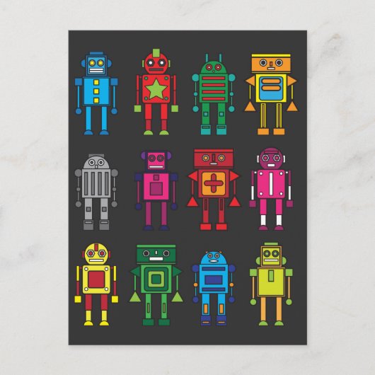 Roboter Geschenk Robotik Retro Spielzeug Spaß Briefkaart (Voorkant)
