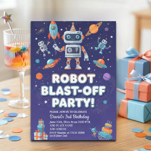Robotfeest in de Ruimte 3e Verjaardagsfeestje Kaart