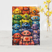 robotfeest kaart (Gele Bloem)