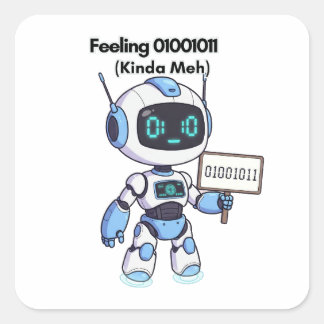 Robotgevoel 01001011 (Kinda Meh) Vierkante Sticker