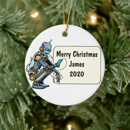 Robotic Custom Kerstmis Keramisch Ornament (Boom)
