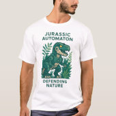 Robotic Dino Protecting Nature Illustration T-shirt (Voorkant)