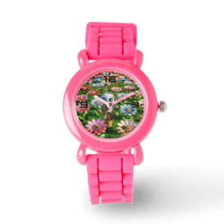 Robotic Flowers Roze Kinder horloge