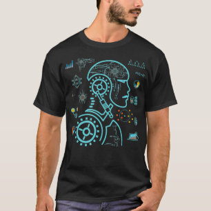 Robotic Head Artificial Intelligence Deep Machine  T-shirt