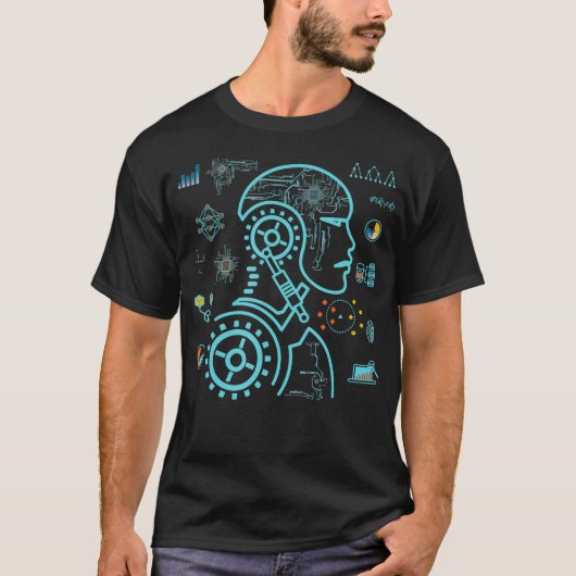 Robotic Head Artificial Intelligence Deep Machine  T-shirt (Voorkant)