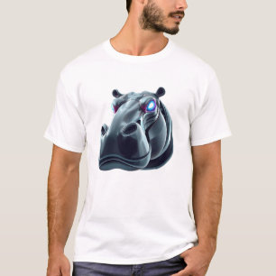 Robotic Hippo Face Art T-shirt