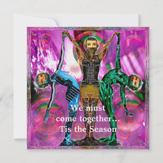 Robotic kerstparty uitnodigen kaart (Voorkant)