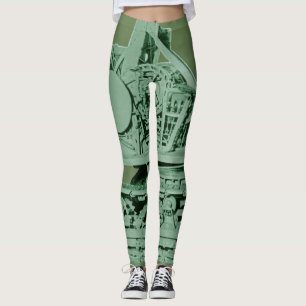Robotic Metal Machines Industrial Green Leggings