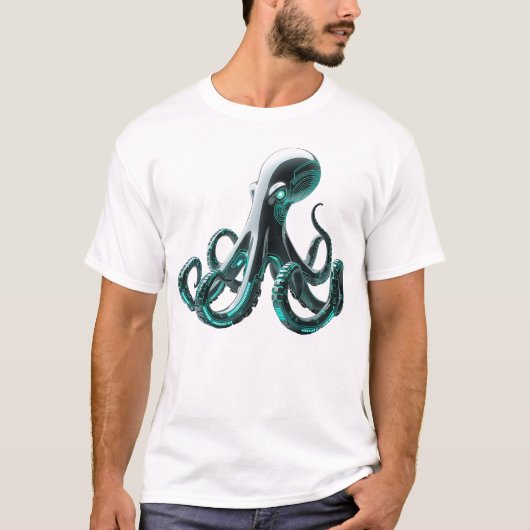 Robotic Octopus - futuristisch technisch ontwerp T-shirt (Voorkant)