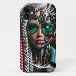 Robotic Streetwear Gangsta Girl met Dreadlocks iPhone 11 Hoesje