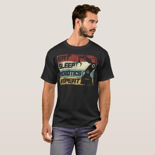 Robotica Engineer Eat Sleep Robotics Herhaal Retro T-shirt (Voorkant volledig)