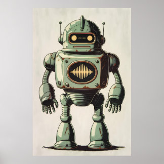  robotillustratie - Retro Sci-Fi-illustraties Poster