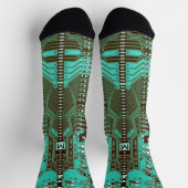 Robotische PCB Microchip Turquoise Geek Monogramed Sokken (Top)