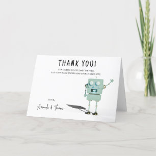 Robotjongen Baby Shower - dank je Bedankkaart