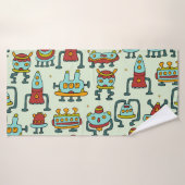 Robots Aliens  Patroon Illustratie Badhanddoek (Badhanddoek)