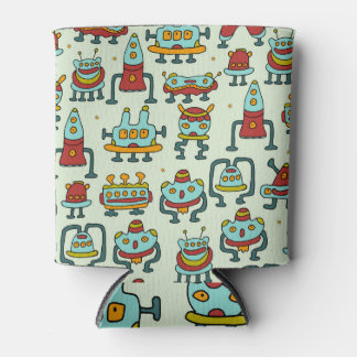 Robots Aliens Patroon Illustratie Blikjeskoeler