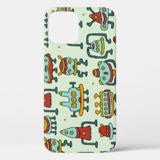 Robots Aliens Patroon Illustratie iPhone 12 Hoesje