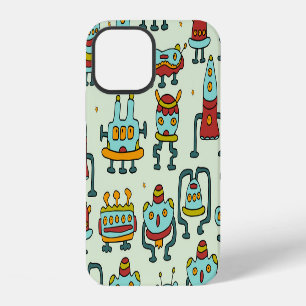 Robots Aliens Patroon Illustratie iPhone 12 Hoesje
