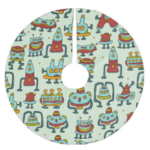 Robots Aliens Patroon Illustratie Kerstboom Rok