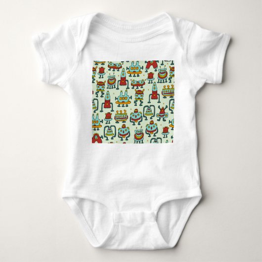 Robots Aliens Patroon Illustratie Romper (Voorkant)